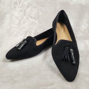 NWOT Hush Puppies Bounce Black Tassel Flats Women's Size 8.5